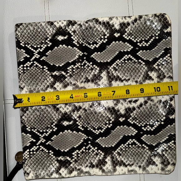 Clare V. Los Angeles Leather Foldover Python, Black & Poppy Clutch - Picture 12 of 12